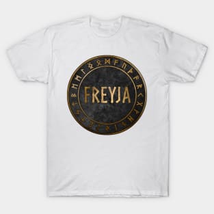 Freyja Norse Goddess with Viking Runes T-Shirt